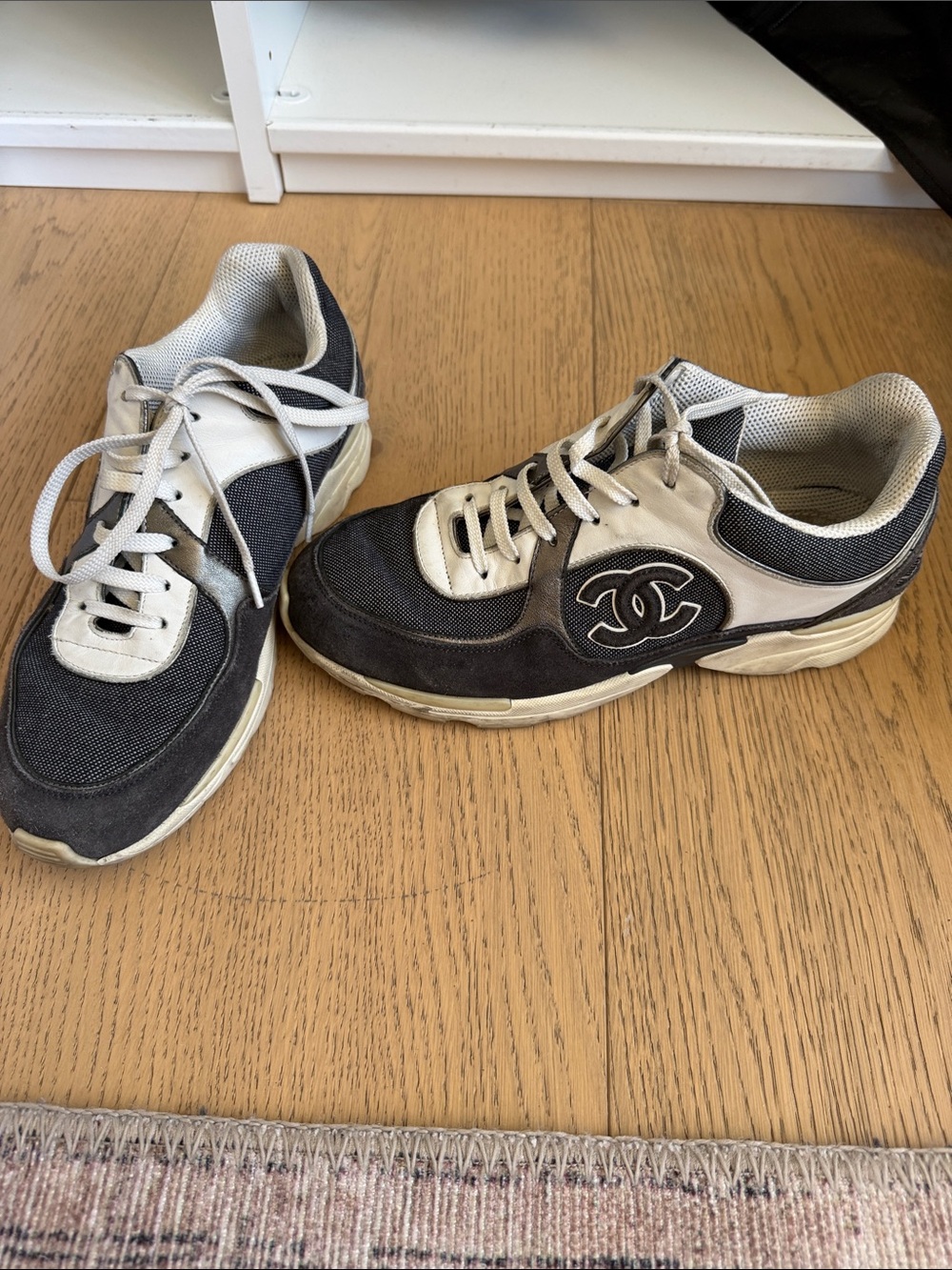 CHANEL Black & White Men’s Logo Sneakers